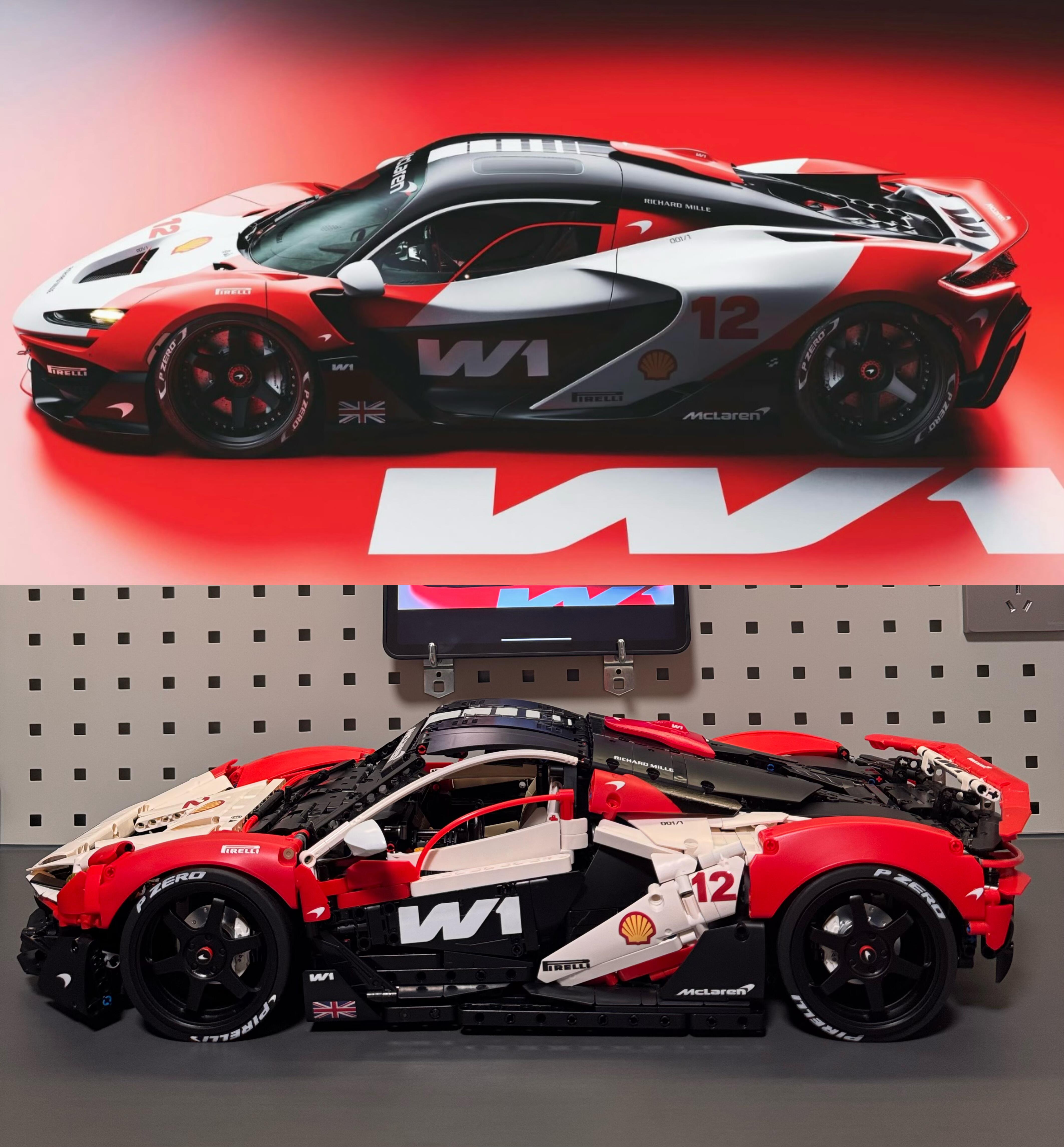 Race livery MOC 03 side profile compared with the real car